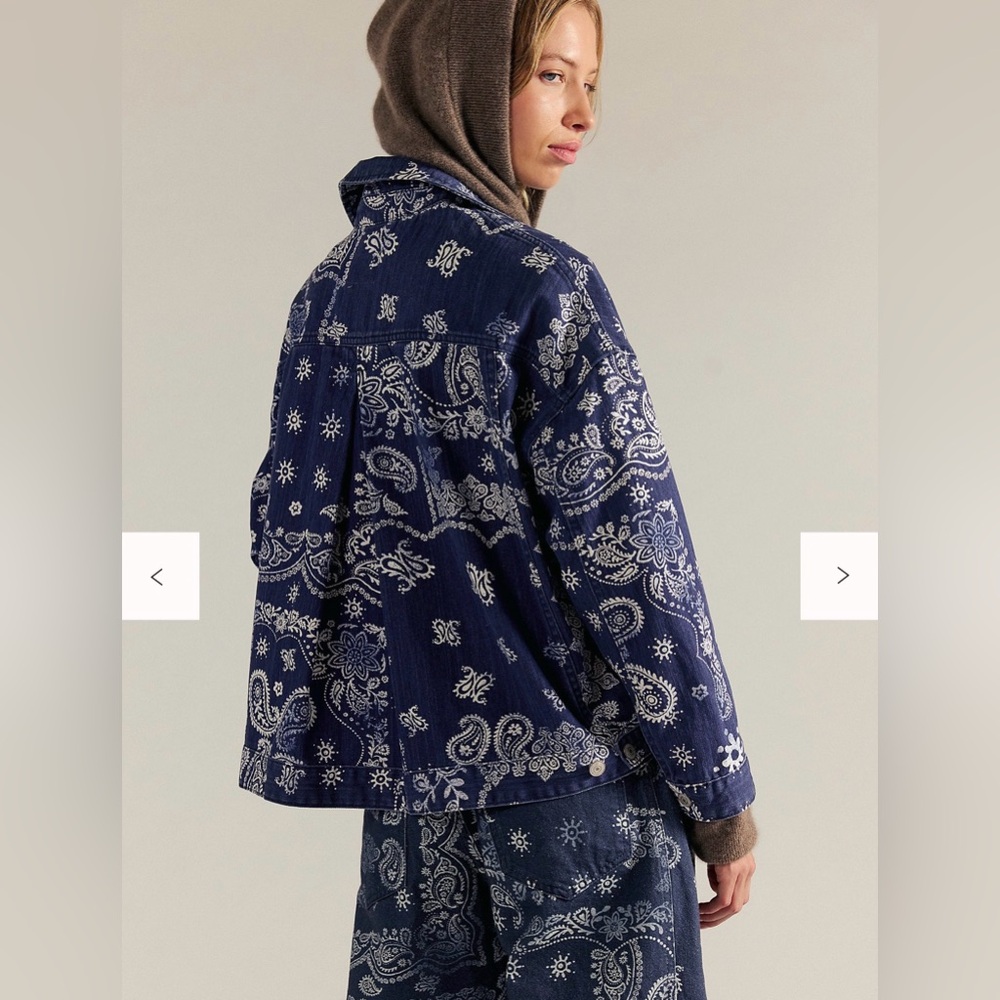BRAND NEW Free People Opal Swing Printed Denim Jacket